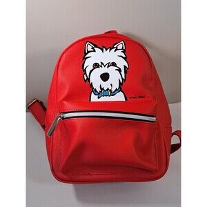 Marc Tetro Mini Backpack Red West Highland White Terrier Dog Art Stripes Inside
